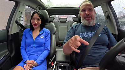 Livia Park debuts naked in the car showing her butt