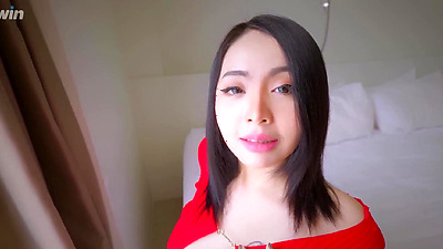 Anal stretching, black haired babe with pretty face, big tits Asian - Xreindeers