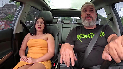 The young chick gets in the car and makes it hard to put it in her tight butt