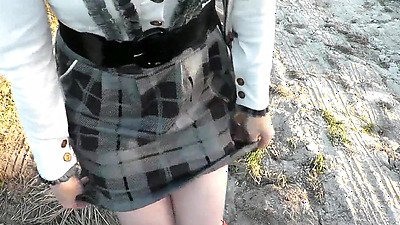 Random passerby on street jerked off cock and cum in panties of beautiful brunette MILF. Outdoor. Outside. Public. Shaved Pussy Milf. Cumshot. Public masturbation. Naked in public. Outdoors. Close Up