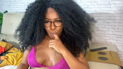 GUIDED HANDJOB JOI - Slutty black babe masturbating her beautiful, grilled pussy wanting milk inside.
