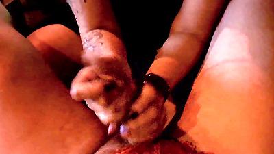 Cuckold jerks off with short shaft