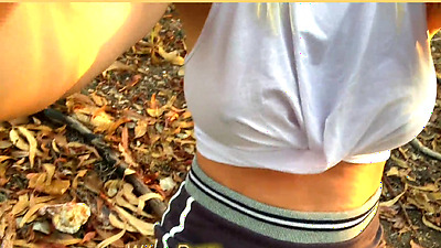 Milf flashing her pussy and tits in public