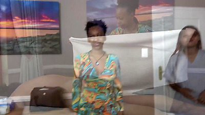 Two hot ebony masseuses cannot resist a thick meaty shaft during massage