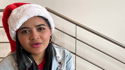 Petite Latina thought she was going to a Christmas photo shoot and ended up making a Christmas porn movie