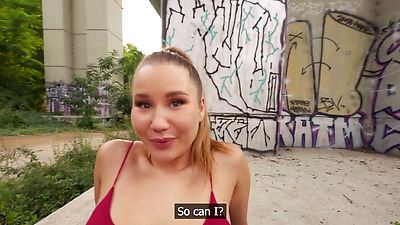 Public Agent - hot NEW blonde with amazing natural tits removes condom to fuck raw3