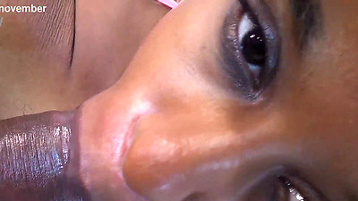 HD Extreme Closeup Huge Titties POV Blowjob With Eye Contact, Dirty Slut Sucking Girthy Big Dick Hard Closeup, Sexy Young Blonde Black Babe Sheisnovember Lips And Mouth With Horny Large Shaft Saggy Big Tits And Dark Nipples Out By Msnovember