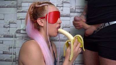 <Censored> my stepsister into playing "Guess the Fruit"! She liked my penis! SURPRISE!