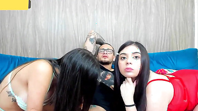 Stepmother and stepdaughter take turns sucking shaft