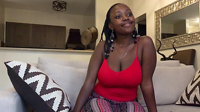 Amateur ebony BBW deepthroating a big shaft gets pumped hard in casting!