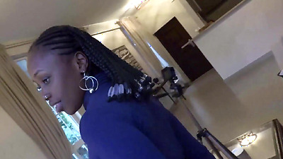 Amateur ebony BBW deepthroating a big shaft gets pumped hard in casting!