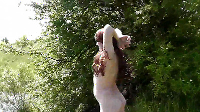 Outdoors sexy MILF fingers masturbate wet pussy and gets strong orgasm. Fisting. Fingering. Handjob. Pussy masturbation. In public. Outside