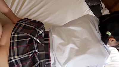 Uncensored, Japanese hottie. 19 years old, black hair, slender, big breasts. Kei-chan. Beautiful shaved pussy, creampie sex, uniform cosplay