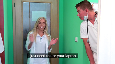 Cute TEEN has ANAL sex the doctor and a hot blonde NURSE - Fake Hospital