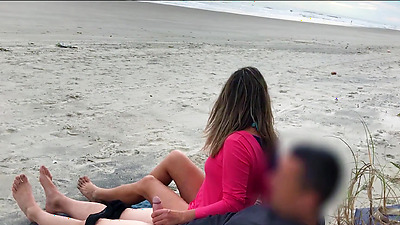 Crazy MILF on a public beach fuck in booty