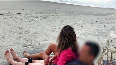 Crazy MILF on a public beach fuck in booty