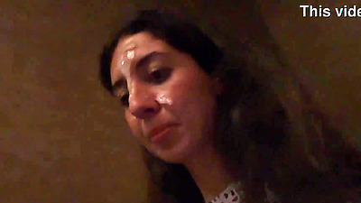 I cum on a chick's face in Public Sushi Bar and she eats rolls with Cum on her face - Cumwalk