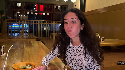 I cum on a chick's face in Public Sushi Bar and she eats rolls with Cum on her face - Cumwalk