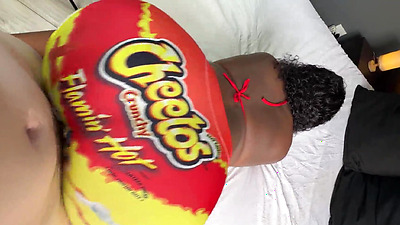 White Guy Gets To Fuck a Big Arse Black Chick Through a Hole in Her Tight Yoga Pants