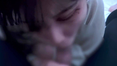 Chick with short hair ejaculates a lot in her mouth