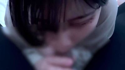 Chick with short hair ejaculates a lot in her mouth