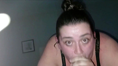 Sloppy blowjob & swallow with lots of eye contact