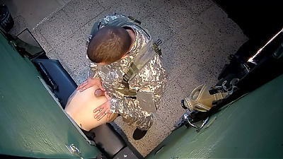 Sexy Brunette Changing BF In Glory Hole