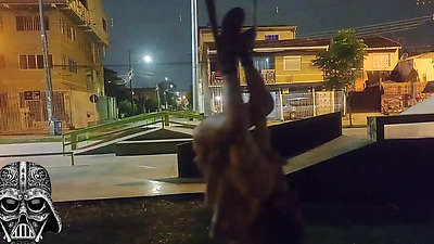Lots of whoredom caught on the streets of Curitiba during Christmas with Santa in horns