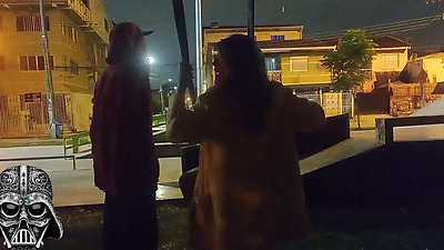 Lots of whoredom caught on the streets of Curitiba during Christmas with Santa in horns