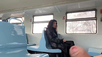 Public Handjob on a train Ends in a Blowjob from a Stranger - Public Cumwalk