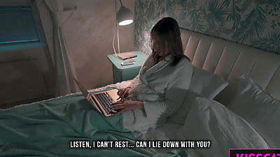 S2E5: Step mom helps to cum step son in share bed while working till get pussy creampie and facial