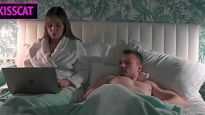 S2E5: Step mom helps to cum step son in share bed while working till get pussy creampie and facial