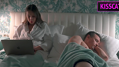 S2E5: Step mom helps to cum step son in share bed while working till get pussy creampie and facial