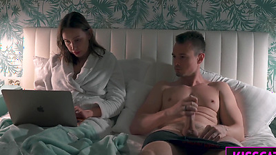 S2E5: Step mom helps to cum step son in share bed while working till get pussy creampie and facial