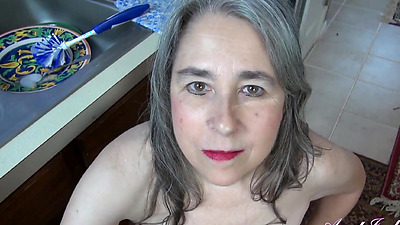 Aunt Judy's - Your Busty Step-Aunt Grace Gives You a Handjob in the Kitchen (POV)