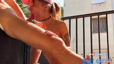 Quietly Сumming on the Balcony While the Neighbors Watch - Bunny Rabbits