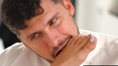 FOOTSIE BABES - Sexy Geisha Kyd Makes Her Man Cum On Her Feet And Cleans Them With Her Mouth - Petite Deepthroat