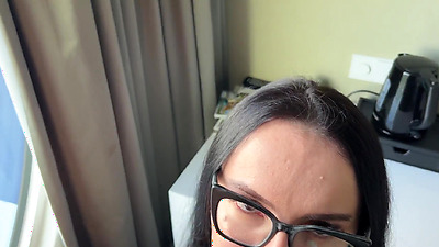 Hard fucked a bitch in a corduroy dress in front of the window