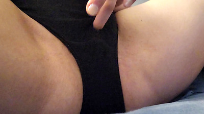 Japanese wife play with her clit through the hole of underwear.