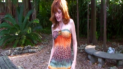 Hot Redheaded MILF Lorelei Strips Nude Outdoors And Uses A Dildo On Her Pussy On A Picnic Bench - Lorelei Lane