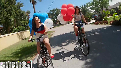 MOFOS - Brunette Babes Michele James & Serena Skye Take Turns Sucking & Riding Peter Green's Hard Penis