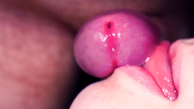 Ultra close up cum in her mouth! She lazy teases cock with lips and tongue, all face covered in cum