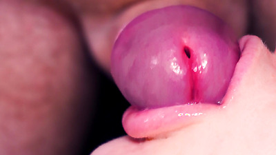 Ultra close up cum in her mouth! She lazy teases cock with lips and tongue, all face covered in cum