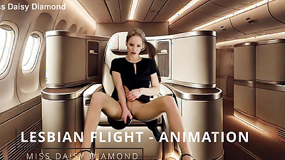 Pussy Masturbation with the flight attendant in 1st class - Animation clone