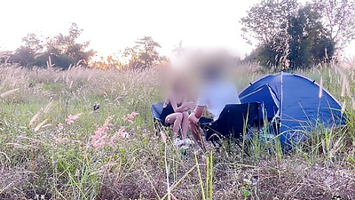 Outdoor sex on a camping trip with girlfriend.