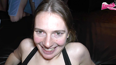 German young woman fisting amateur gangbang party with the whole hand