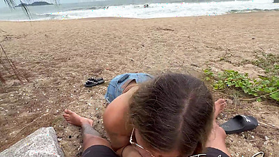 I FULFILLED HIS FETISH OF RECEIVING A BLOWJOB IN PUBLIC AND SUCKED THE BASTARD'S PENIS ON THE BEACH UNTIL I GOT MILK IN MY MOUTH