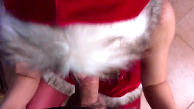 Having decorated the tree, the couple fucks Snegurochka doggy style