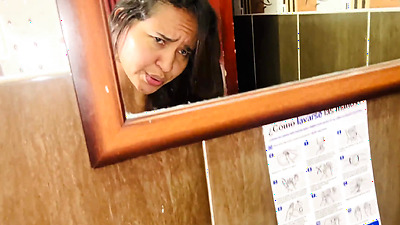 I spy on my stepmother when dad is away from home. We fuck in the bathroom. latin vanessa