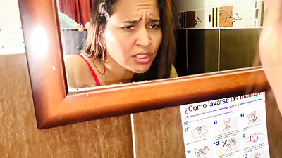 I spy on my stepmother when dad is away from home. We fuck in the bathroom. latin vanessa